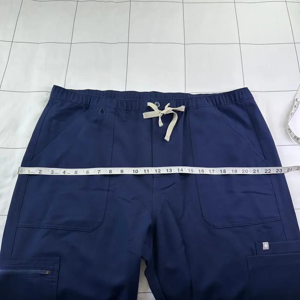 Figs Cairo Cargo Scrub Pants Mens XXL Tall Navy Blue Medical Pockets Drawstring